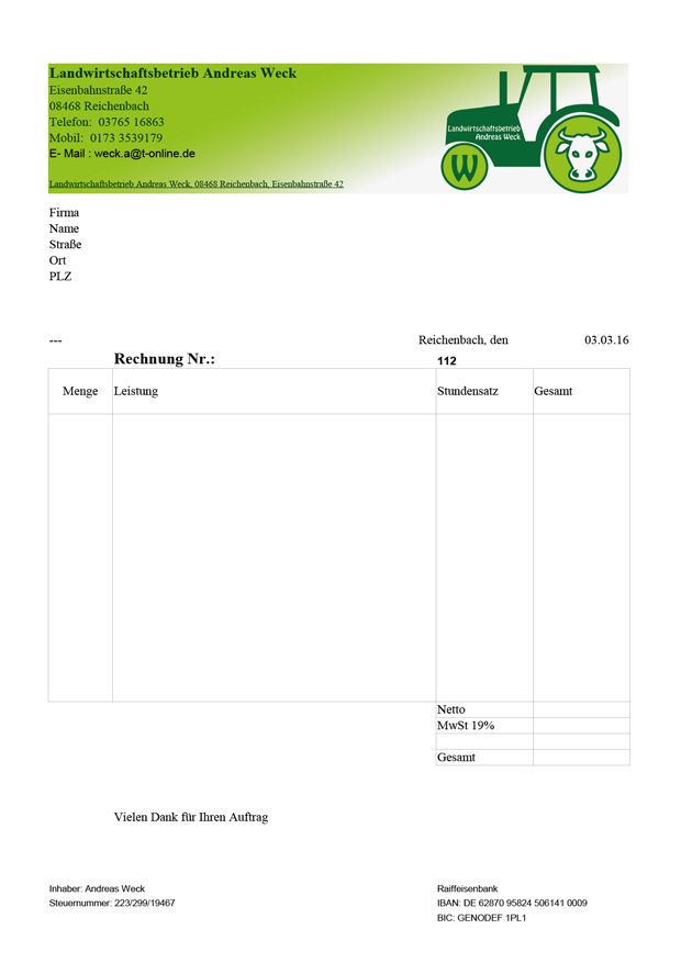 Geschäftspost Rechnungsformular